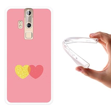 WoowCase ZTE Axon Elite Hülle, Handyhülle Silikon für [ ZTE Axon Elite ] Schickes Stil Herz, Gold und Rosen Handytasche Handy