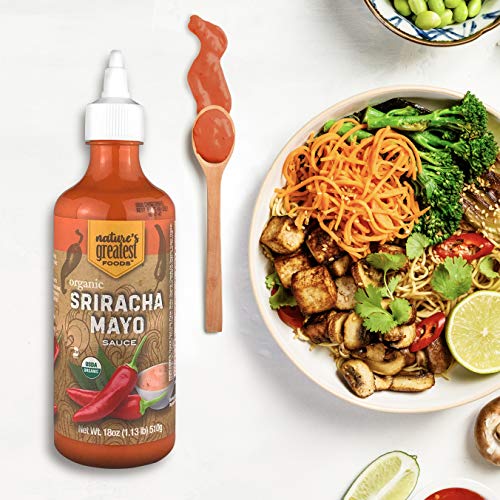 Nature's Greatest Foods, Organic Sriracha Mayo Sauce, Vegan, Gluten Free, 18 Ounce