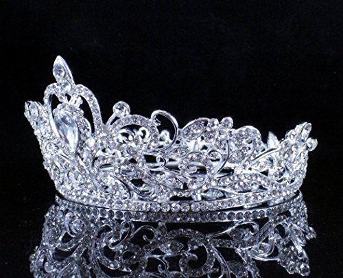Janefashions 5.5cm High Crystal Rhinestone 4 Women Girl Hair Tiara Crown Party Silver T12108