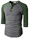 H2H Men's Casual Henley Raglan Baseball Jersey Knit T-Shirt with Blocked Sleeve and Front Placket Combos DARKGREEN US L/Asia XL (CMTTS0174)