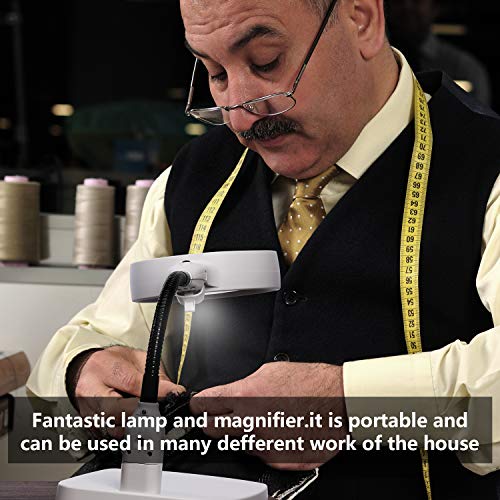 image for Delixike Large 10X Magnifying Lamp - Folding Design with 6 LED Lamp - 