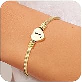 ASCONA Valentines Day Gifts for Her Gold Initial Bracelets for Women Non Tarnish Dainty Stainless Steel Heart Letter A-Z Bracelet Adjustable Cuff Bangle Bracelets for Teen Trendy Cute Bridesmaid Birthday Gifts Jewelry