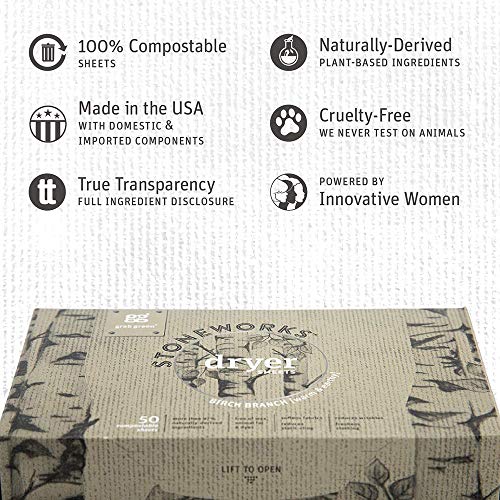 image for Grab Green Stoneworks Dryer Sheets, Naturally-Derived & Compostable, F