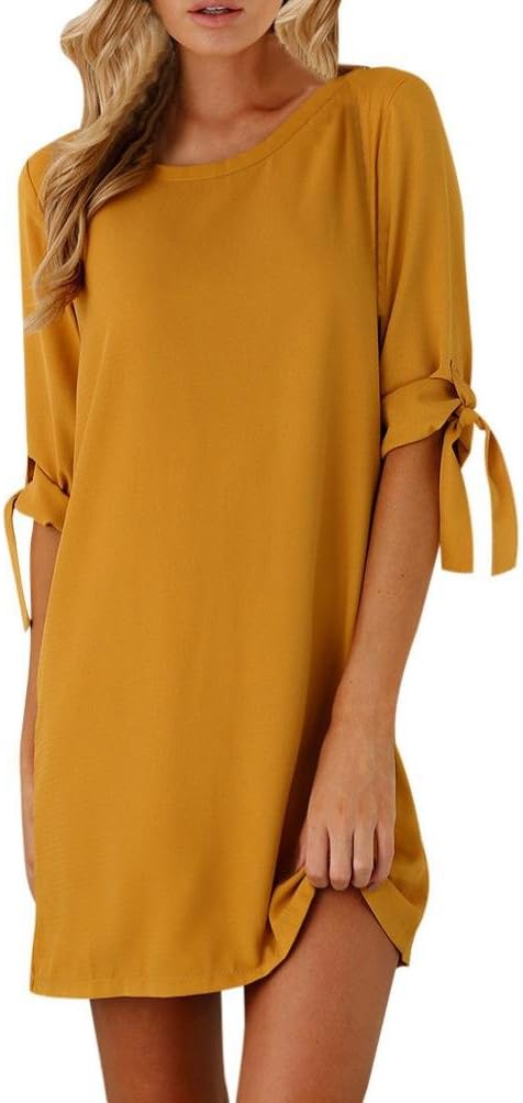 Kollmert 2018 Women Sexy O-Neck Party Dress Solid Bowknot Sleeves Cocktail Mini Dress