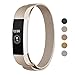 Keasy Replacement Metal Bands Compatible for Fitbit Alta and Fitbit Alta HR, Stainless Steel Replacement Bands for Women Men (Champagne#A, Small)