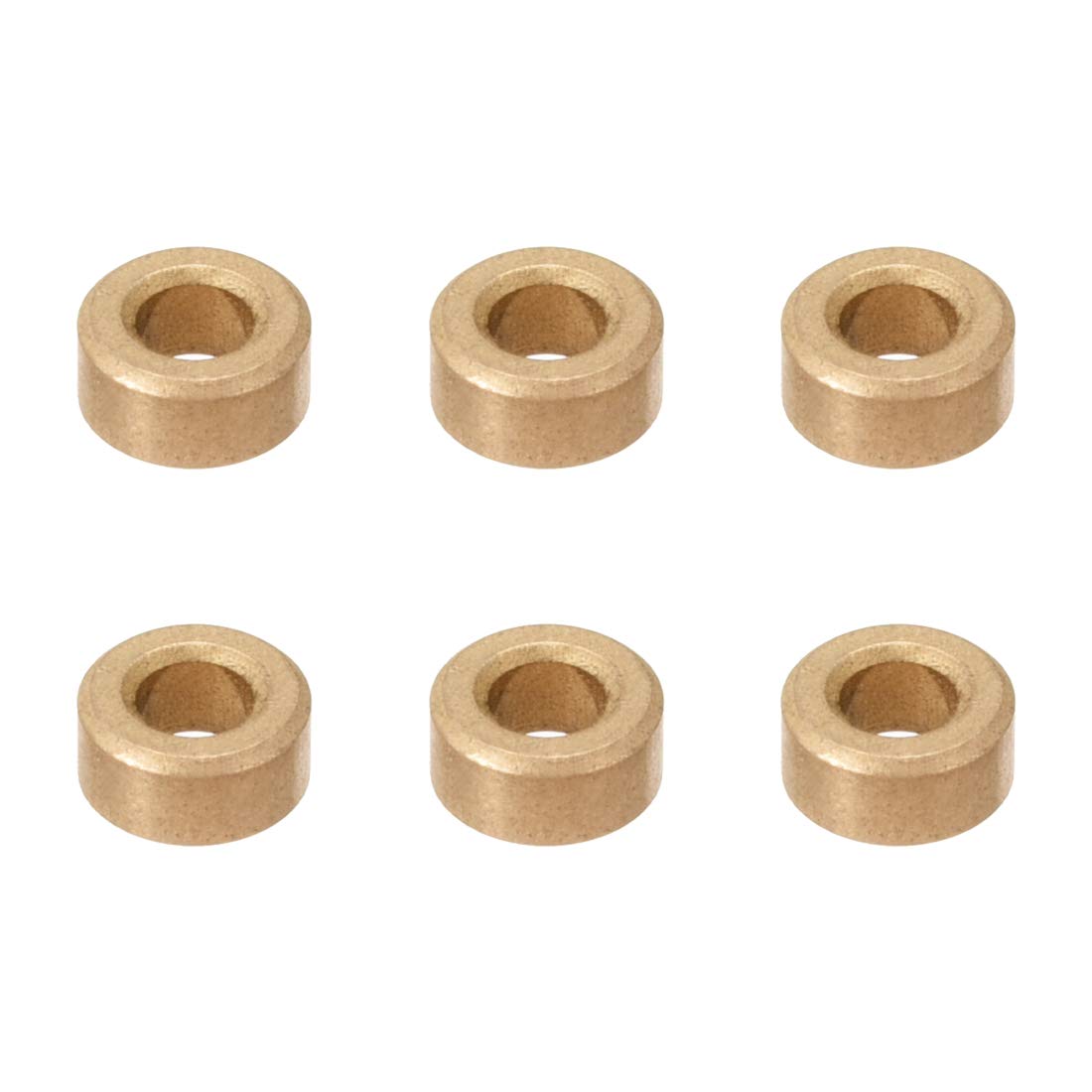sourcing map Bearing Sleeve 4mm Bore x 8mm OD x 4mm Length Self-Lubricating Sintered Bronze Bushings 6pcs