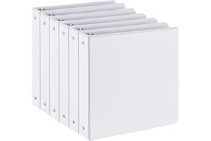 SUIN 1.5-inch 3 Ring-Binder with 2 Interior Pockets, Premium 1.5''-Binders Holds 325 Sheets US Letter Size 8.5'' x 11'' Paper - Durable, Versatile Binders for Office, Home, and School Use, 6 Pack (White)