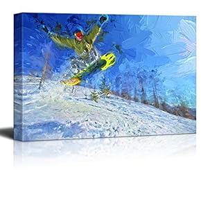 Canvas Wall Art Snowboarding Pictures Home Wall Decorations for Bedroom Living Room Paintings Canvas Prints Framed - 12x18 inches