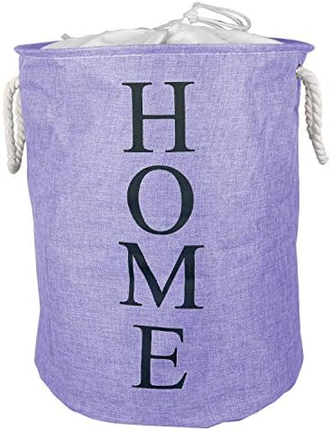 HOMIZE Multipurpose Foldable Drawstring Closure, Laundry Bag Hamper Basket with Rope Handle, 54 LTR, (Home-Purple)