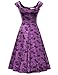 MUXXN Womens 1950s Scoop Neck Off Shoulder Cocktail Dress(S,Violet)