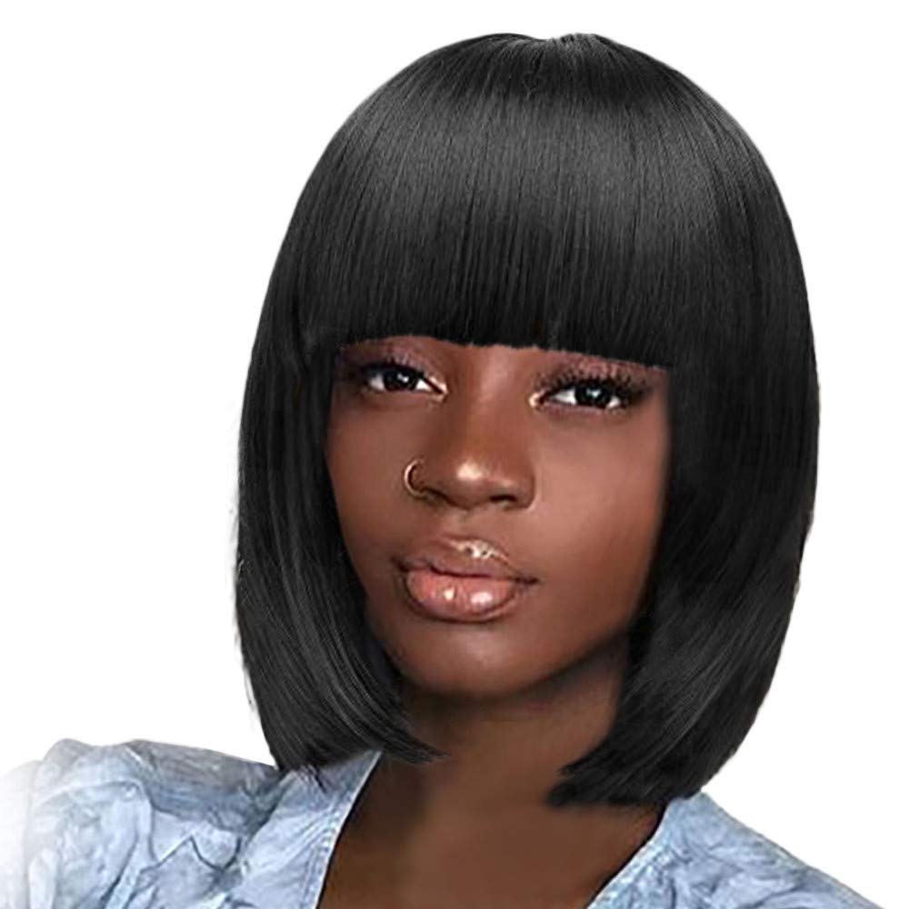 Velneet Women Beauty Black Brown Straight Long Neat Bangs Bobo