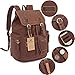Bluboon Canvas Vintage Backpack Leather Trim Casual Bookbag Men Rucksack (Coffee)