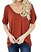 Lovaru Womens Short Sleeve Loose V Neck Tee T-Shirt Summer Tops with Front Pocket