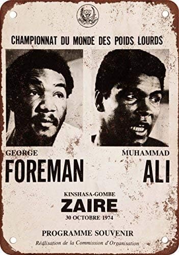 1974 Ali vs. Foreman Rumble in The Jungle Vintage Look Reproduction Metal Tin Sign 12X8 inches 3