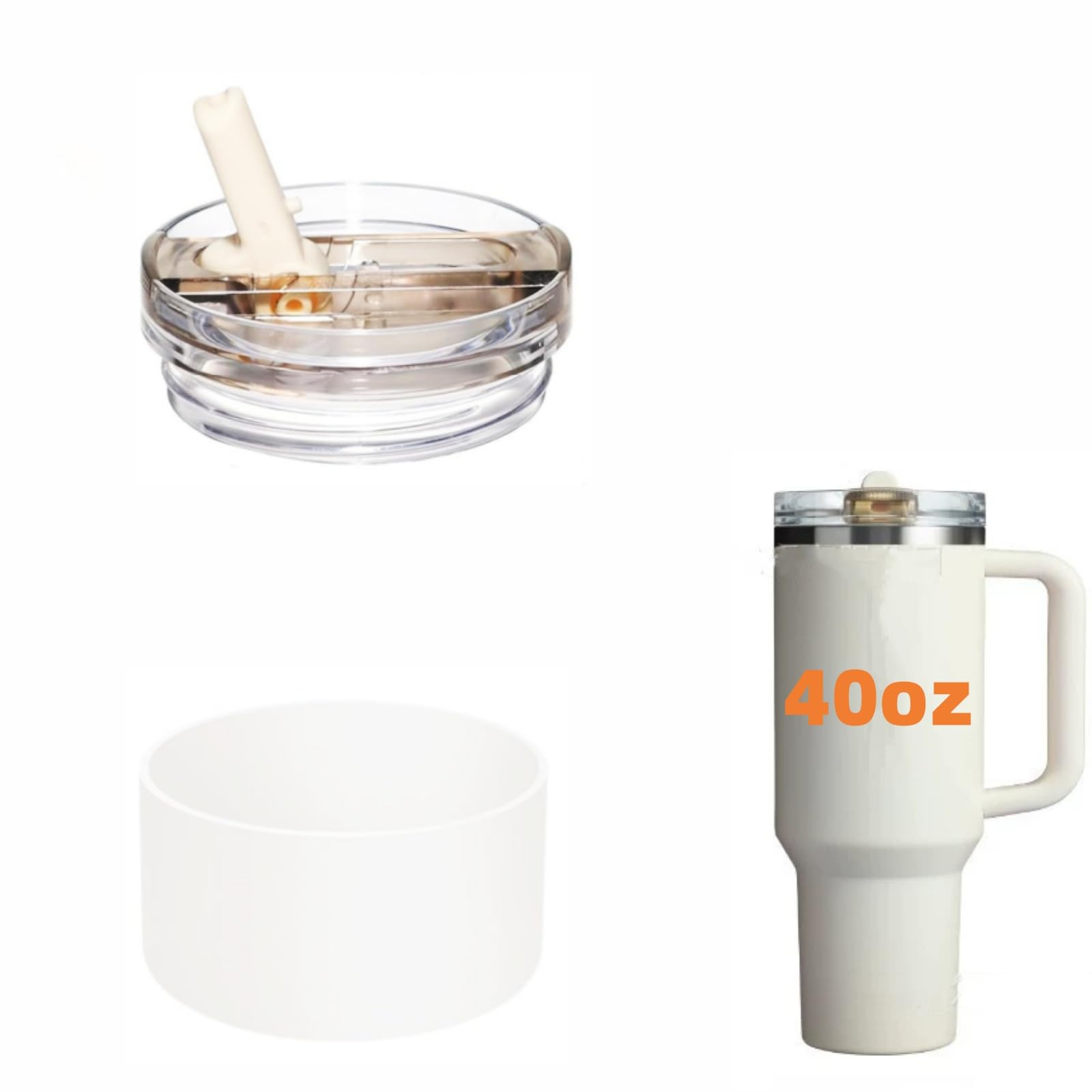 Photo 1 of 1Pack Leak Proof Lid Replacement Compatible for 40oz Stanley Quencher H2.0 Tumbler and Protour 40oz Tumbler, with Silicone Boot Compatible with Stanley Cups