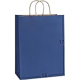 BagDream Navy Blue Gift Bags 13x7x17 50Pcs Large Kraft Paper Shopping Bags with Handles Bulk, for Party Favor, Retail, Merchandise, Grocery, Recycled Paper Sacks