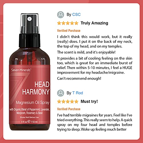 Natural Migraines Relief Spray Powerful Magnesium Oil Blend with