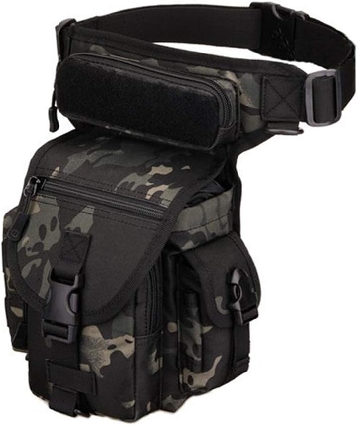 Huntvp Military Tactical Molle Drop Leg Bag Utilitary Pouch Cross Over Leg Rig Versipack Thigh Pack for Motorcycle Cycling Riding Outdoors Camping