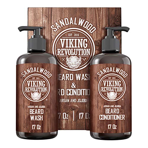 Beard Wash & Beard Conditioner Set w/Argan & Jojoba Oils Softens