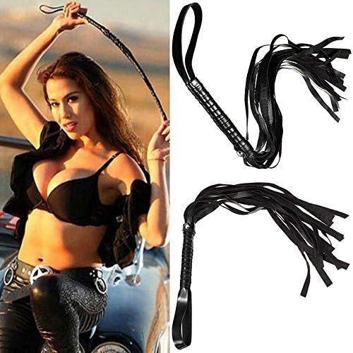 waterlan Soft Leather Whip for Role Play Fancy Dress Up Costume Kit Black