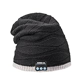 Sung-ll Soft and Warm Hat Wireless Beanie with Smart Cap Speaker Micro Headphone (Grey Black 2)