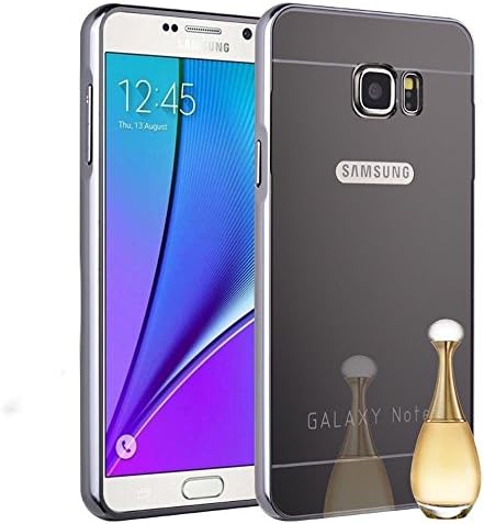 Galaxy Note 4 Black Rejected all traditions Bling Luxury 2 in 1 Mirror Effect PC Back Case Aluminum Metal Bumper Frame Case with Cover Case