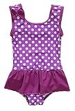 Attraco Baby Girls Polka Dot Ruffle Swimsuit One Piece Swimwear Bowtie 3T
