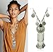 Zhenhui Ethnic Tribal Boho Beads Coin Fringe Necklace Long Belly Dance Bohemian Jewelry (Black)