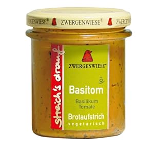 Zwergenwiese Basitom (Basilikum-Tomate) 160g Bio Brotaufstrich Vegetarisch, 6er Pack (6 x 160 g)