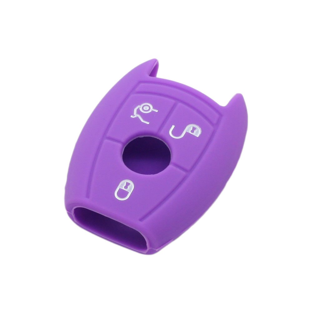 BROVACS Silicone Cover Protector Case Holder Skin Jacket Compatible with MERCEDES BENZ Smart Remote Key Fob 3 4 Button CV9950 Purple