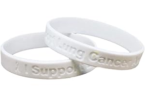 JEIRLES WHOLESALE 5 White" I Support Lung Cancer Awareness" Bracelets 100% Medical Grade Silicone - Latex and Toxin Free - 5 Bracelets - Show Your Support For Lung Cancer Awareness