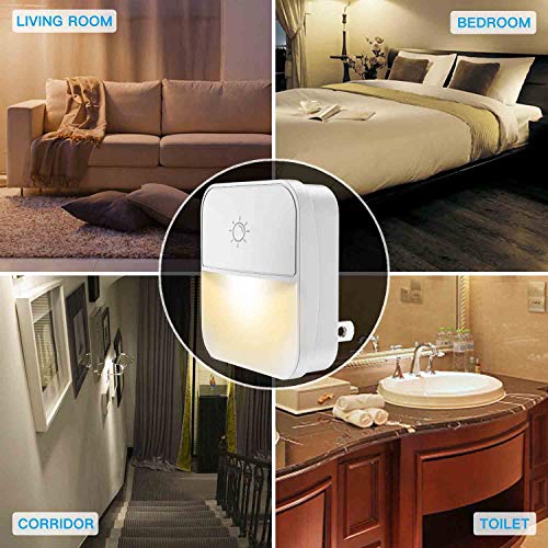 Plug-in Night Light, POWRUI Warm White LED Nightlight Lamp with Touch Sensor with 4-Level Adjustable Light and Dusk-to-Dawn Sensor for Hallway, Kitchen, Bathroom, Bedroom, Stairs, 6-Pack - Thumbnail 6