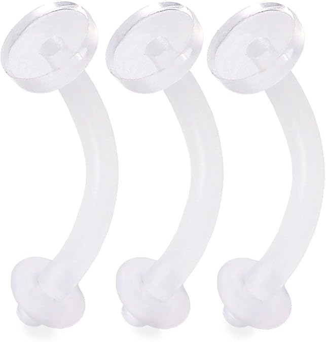 Pack of 3 Belly Button Piercing Retainer 1.6 mm Flexible bioflex