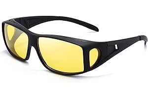 Dollger Night Vision Glasses for Women Men,Fit Over Prescription Glasses with Anti Glare Yellow Lens
