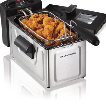 Click Here to See More Images Deep Fryer-Hamilton Beach 2-Liter Deep Fryer, Stainless Steel-Restaurant Deep Fryer-That Helps You Heat And Cook Large Quantities Of Food All At Once-Cooks 15 Chicken Tenders-With Adjustable Temperature-Includes Frying Basket And Basket Hook For Easy Draining-Looking For A Great Way To Serve 5 Servings Of French Fries Or Onion Rings Fast?