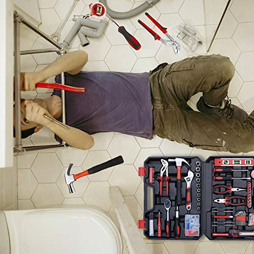 Hausse Home Household Tool Kit, 118 Pcs General Repair Tool Kit with Hammer, Pliers, Screwdriver Set, Home Maintenance… - Image 3