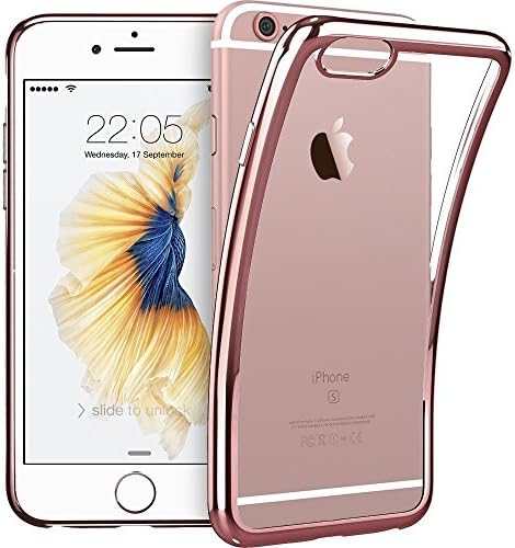 iPhone 6 Plus Case, 6s Plus Case, V-Fyee Slim TPU Rubber Clear Back Cover Case for iPhone 6 Plus/ 6s Plus 5.5 inch - Rose Gold Edge