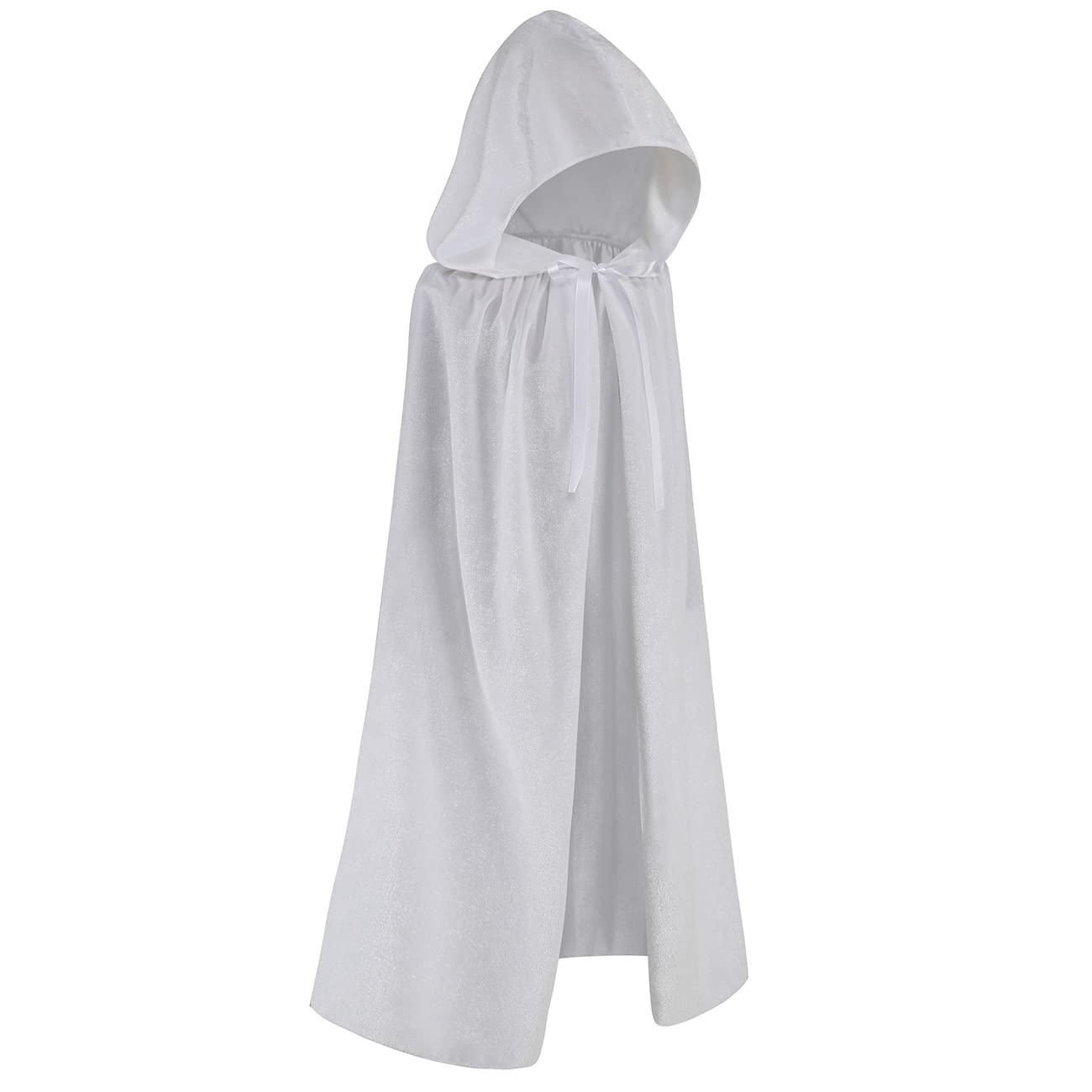 Regenboog Kids Velvet Cape with Hood,White Cloak for Kids,Short Velvet Cape Women,Halloween Costume Cape,Masquerade,Witch,Wizard,Renaissance,M,31.5inch