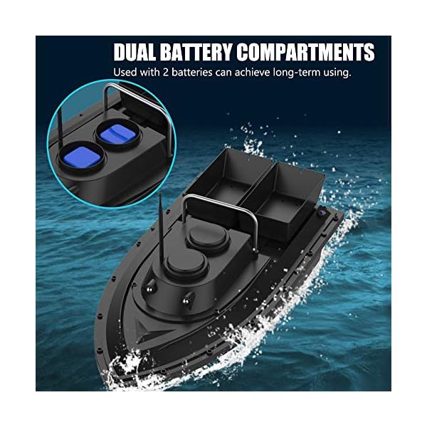 Angelköderboot, Dual Motor Fish Finder-Schiff, RC-Köderboot mit LED-Navigator-Licht, max Laden 1.5kg, RC-Entfernung 500m… – Bild 5