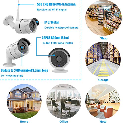 【2019 New 8CH Expandable】OHWOAI Security Camera System Wireless, 8CH 1080P NVR, 4Pcs 960P HD Outdoor/ Indoor IP Cameras,Home CCTV Surveillance System (1TB Hard Drive)Waterproof,Remote Access,Plug&Play - Thumbnail 7