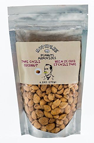 Thai Chili Coconut Peanuts from Nutsterz, 12 Pack of 6.24oz Bags of Thai Coconut Peanuts; Spicy Chili &amp; Sweet Coconut Peanuts, Peanuts with Natural Flavors, Healthy, Delicious and Nutritious (12 Pack)