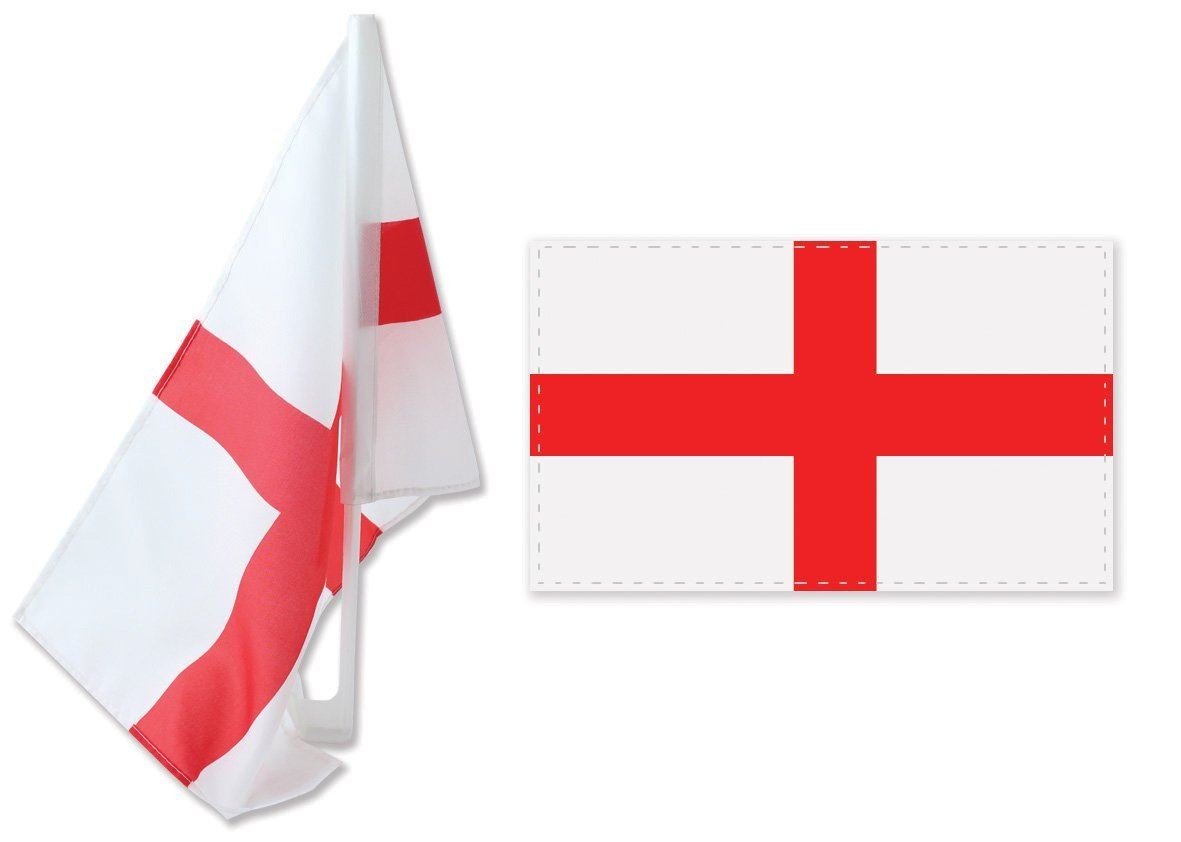Twin Pack of England St George's Cross Flags - Euro & World Cup - English Party Decorations