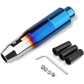 ZNDAW Automatic Shift Knob with Push Button, 5.7" Weighted Shifter Lever Handle Car Gear Head with Adapters, Aluminum Alloy Gear Shifting Lever for Most Auto Transmission Vehicle (Glossy Blue)