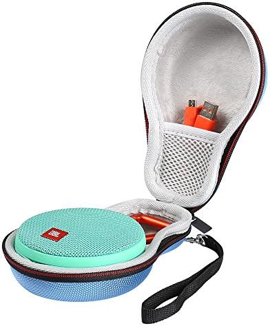 Poschell Case for JBL Clip 2 Waterproof Portable Bluetooth Speaker EVA Hard Travel Carrying Case Bag Fits USB Cable and Charger Light Blue