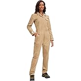 WORK IDEA Women's Long Sleeve Coveralls - 100% Cotton Work Jumpsuits Action Back And Utility Pockets with Hook