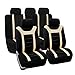 FH Group Full Set Cloth Car Seat Covers - Universal Fit, Low Back Front Seat Covers, Airbag Compatible, Split Bench Rear Seat, Washable Seat Cover for SUV, Sedan, Van Beige