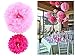 Tissue Paper Pom Poms - 5 pcs Ohuhu Paper Flowers, Decorations Crafts Pompoms Great for Baby Shower & Wedding Bridal Birthday Fiesta Holiday Event Pink Party Decorations
