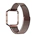 For Fitbit Blaze Accessory Band Large,Oitom Milanese loop stainless steel Bracelet Strap for Fitbit Blaze Smart Fitness Watch, Black, Silver, Large with unique Magnet lock (Chocolate Frame+Loop)