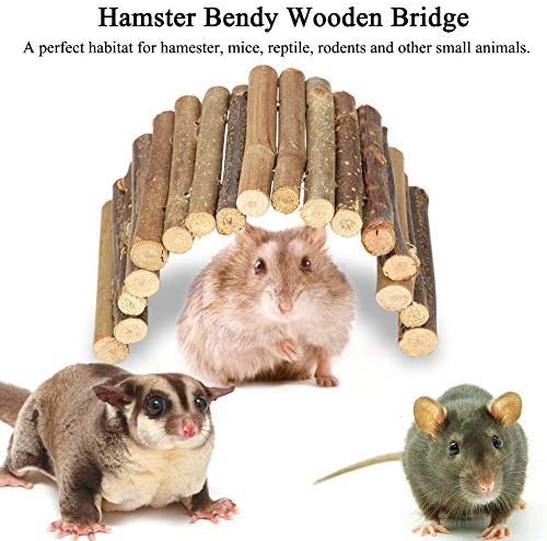 Sheens Wooden Ladder Hamster Chew Bridge Toy, Reptile Hiding House Fence Climbing Bridge Small Animal Reptile Lizard Tortoise Hedgehog Chew Toy(S)