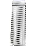 Elain & J Luxury Boutique Full Length Maxi Skirt With Fold Over Waist Large Striped Black Grey